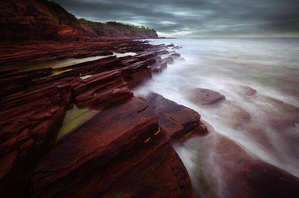 Hong Poster featuring the photograph Silky Wave and Ancient Rock 3 by Afrison Ma