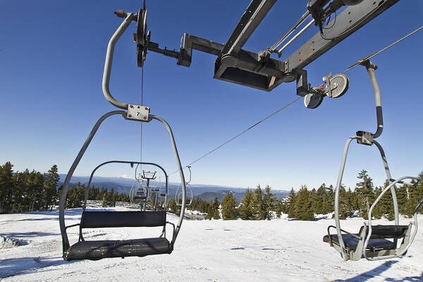 Ski Poster featuring the photograph Ski Lifts at Mount Hood in Oreon by David Gn