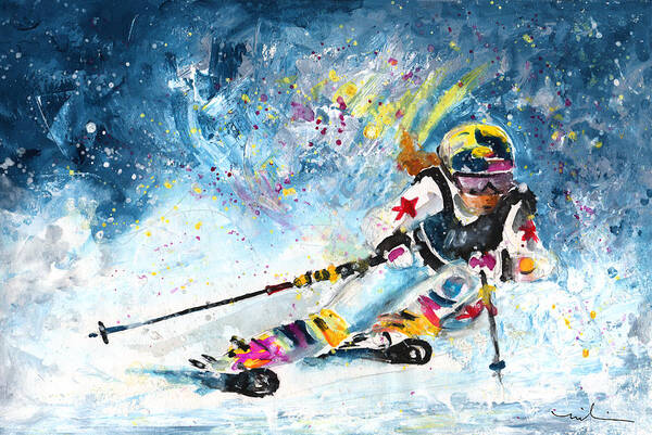 Sports Poster featuring the painting Skiing 03 by Miki De Goodaboom