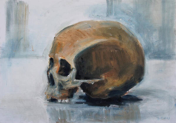 Still Life Poster featuring the painting Skull Torso by Barbara Pommerenke