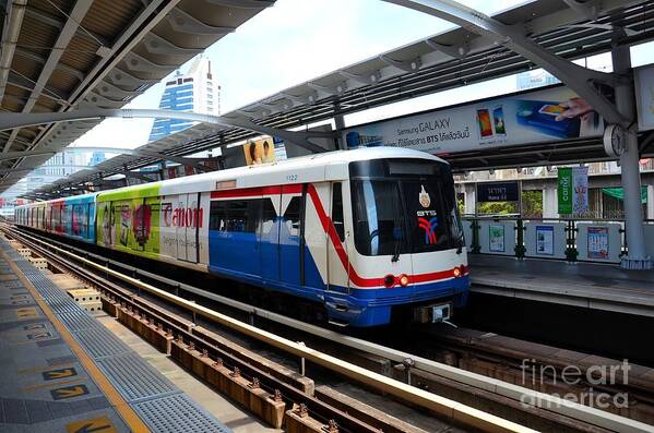 Bangkok Poster featuring the photograph Skytrain carriage metro railway at Nana station Bangkok Thailand by Imran Ahmed