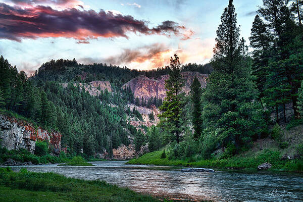 Landscape Poster featuring the photograph Smith River at Dusk by Renee Sullivan