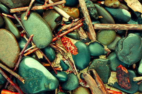 Beach Debris Poster featuring the photograph Smooth Beach Rocks by Bonnie Bruno