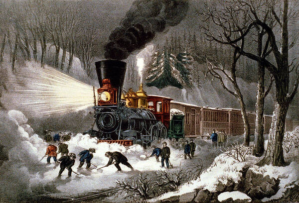 Currier And Ives Poster featuring the digital art Snow Bound by Currier and Ives