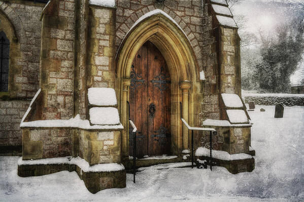 Church Poster featuring the photograph Snowy Church Door by Ian Mitchell