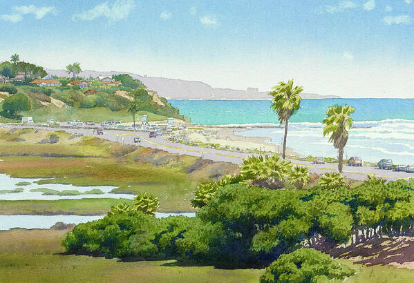 Solana Beach Poster featuring the painting Solana Beach California by Mary Helmreich