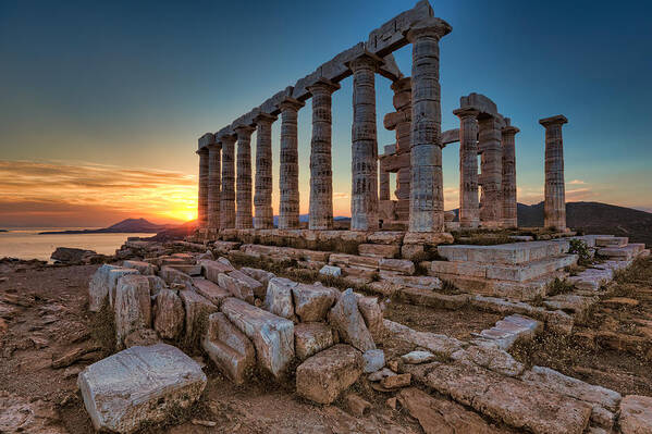 Aegean Poster featuring the photograph Sounio - Greece by Constantinos Iliopoulos