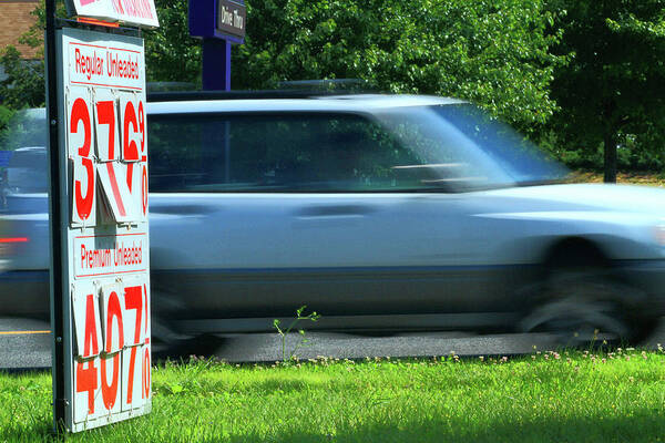 Signs Poster featuring the photograph Speeding Gas Prices by Karol Livote