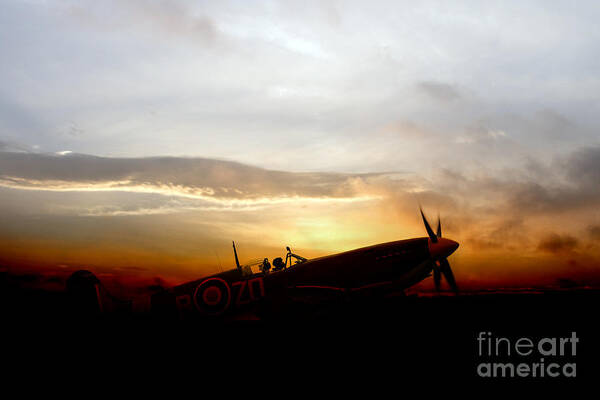 Royal Air Force Poster featuring the digital art Spitfire Waiting by Airpower Art