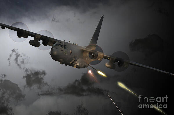 Ac130 Gunship Poster featuring the digital art 'Spooky' by Airpower Art