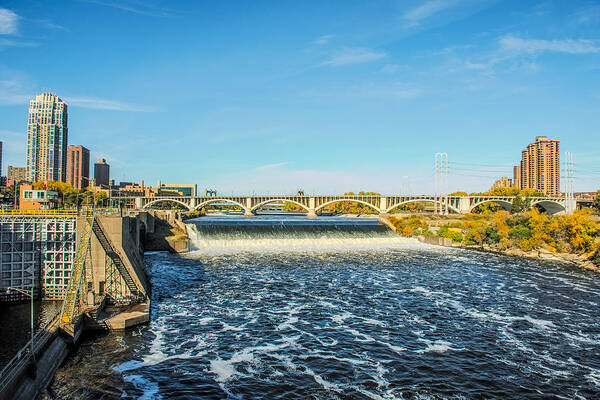 Minnesota Poster featuring the photograph St Anthony Falls by Paul Freidlund