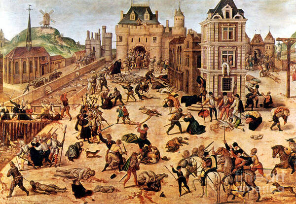 Religion Poster featuring the photograph St. Bartholomews Day Massacre, 1572 by Photo Researchers