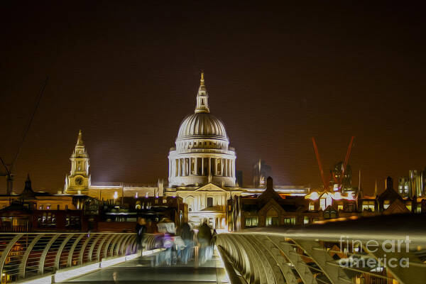 London Poster featuring the digital art St Paul's at night by Patricia Hofmeester