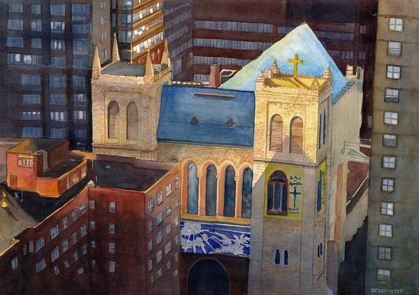Church Poster featuring the painting St Pauls NYC by Gerald Carpenter