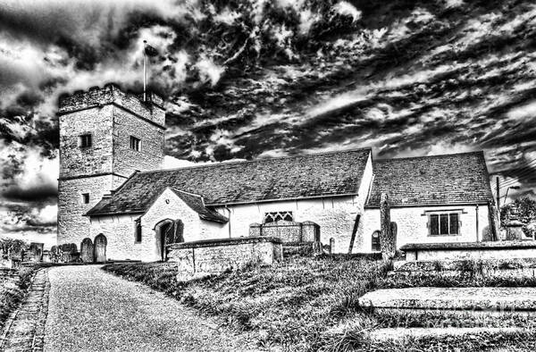 St Sannans Church Poster featuring the photograph St Sannans Church Bedwellty Mono by Steve Purnell