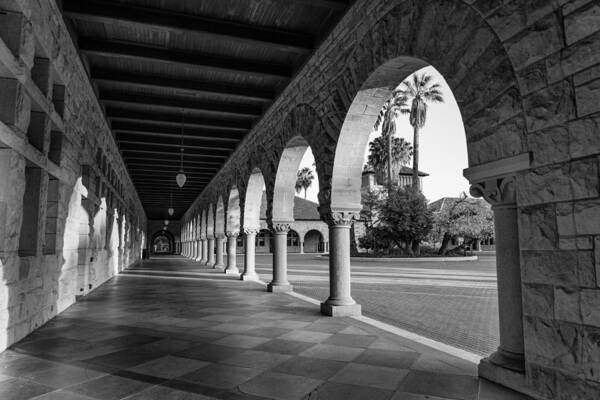 Stanford University Poster featuring the photograph Stanford University Columns In Black And White by Priya Ghose