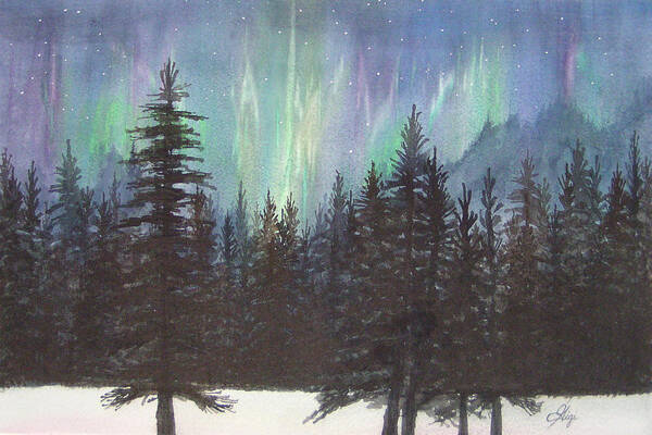 Northern Lights Poster featuring the painting Starlight Dance by Gigi Dequanne