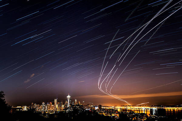 Night Poster featuring the photograph Starry Seattle from Kerry Park by Yoshiki Nakamura