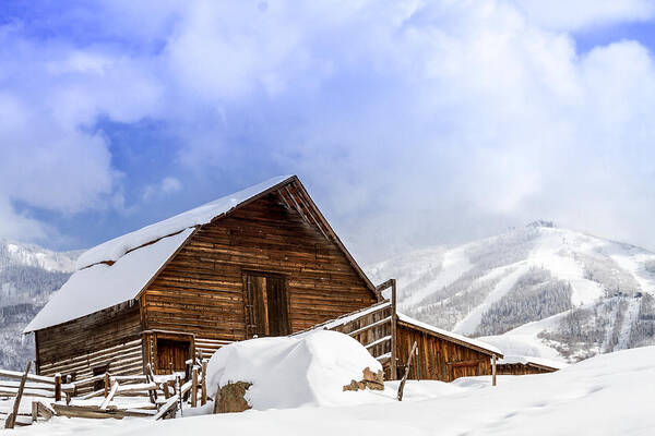 Champagne Powder Poster featuring the photograph Steamboat Springs Barn and Ski Area by Teri Virbickis
