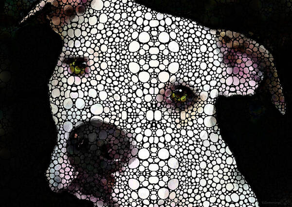 Dog Poster featuring the painting Stone Rock'd Dog by Sharon Cummings by Sharon Cummings