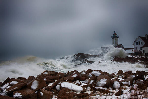 Cape Ann Poster featuring the photograph Storm off Eastern Point Lighthouse by Jeff Folger