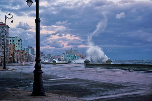 Havana Poster featuring the photograph Stormy Malecon by Mike Kreiten