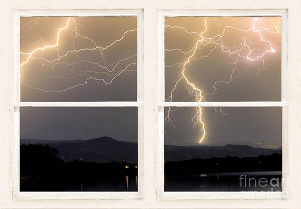 Lightning Poster featuring the photograph Stormy Night Window View by James BO Insogna