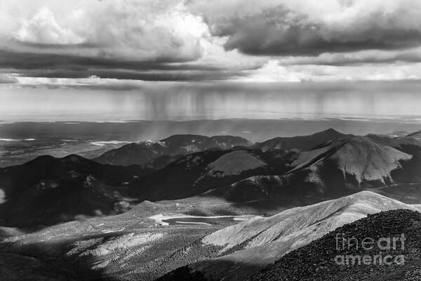 Pikes Peak Poster featuring the photograph Sun and Rain on Pikes Peak by CJ Benson