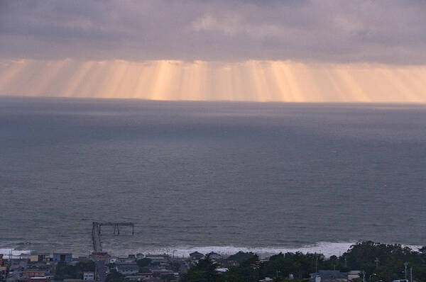 Pacifica Poster featuring the photograph Sun Beams Approaching Pacifica by Scott Lenhart