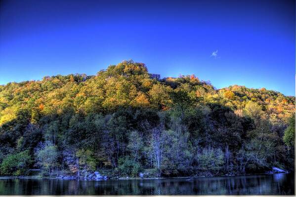 River Poster featuring the photograph Sun on Autumn Trees by Jonny D