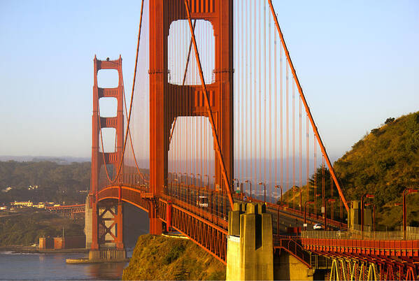 Golden Gate Bridge Poster featuring the photograph Sunday Morning Traffic by Bryant Coffey