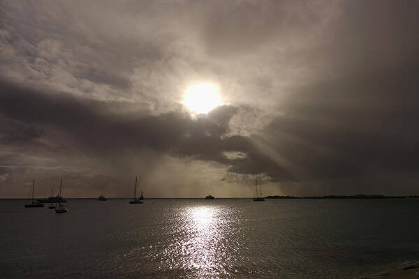 Caribbean Poster featuring the photograph Sunrays over Simpson Bay by Toby McGuire