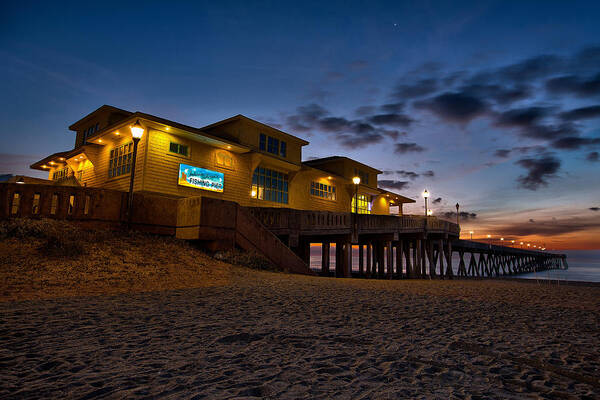 Sunrise Poster featuring the photograph Sunrise at Johnnie Mercer's Pier by Craig Bowman