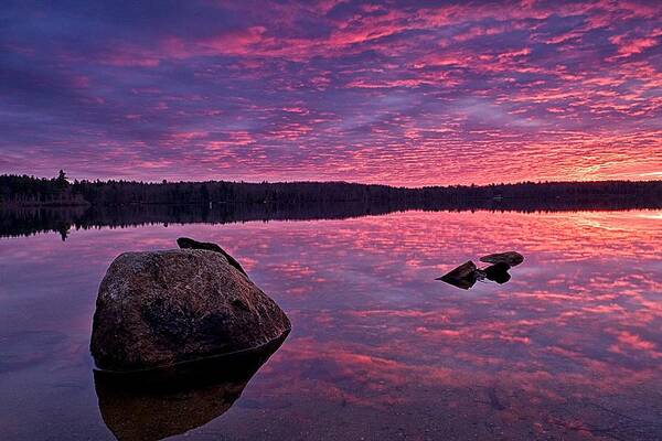 Baxter Lake Poster featuring the photograph Sunrise Fire Over Baxter Lake by Jeff Sinon