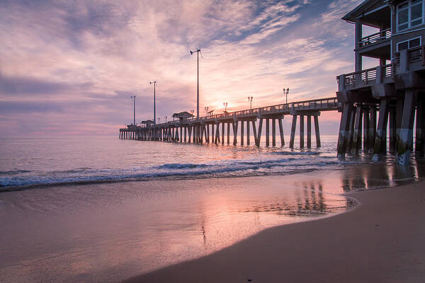 Nags Head Poster featuring the photograph Sunrise Jeanette's Pier by Stacy Abbott