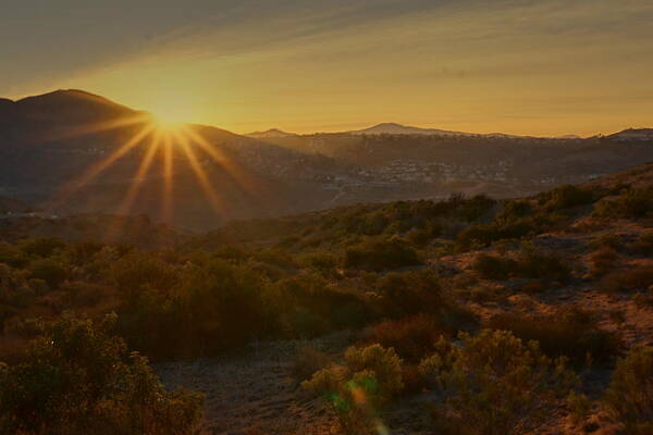 Hdr Sunrise Poster featuring the photograph Sunrise Mission Trails San Diego by Jeremy McKay