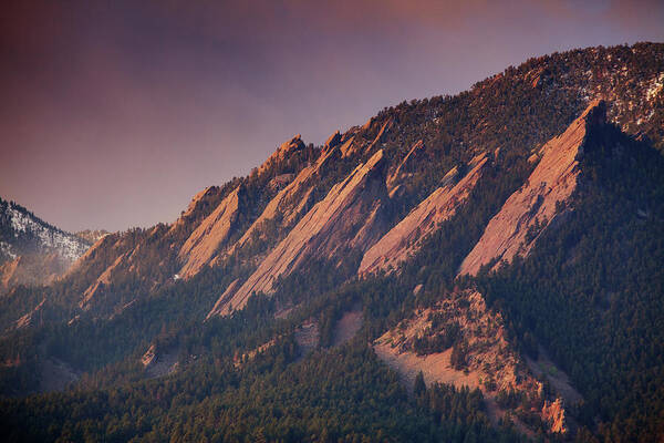 Scenics Poster featuring the photograph Sunrise On Boulder Colorado Flatirons by Beklaus