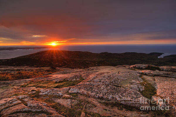 Acadia National Park Poster featuring the photograph Sunrise view from Cadillac Mountain by Oscar Gutierrez