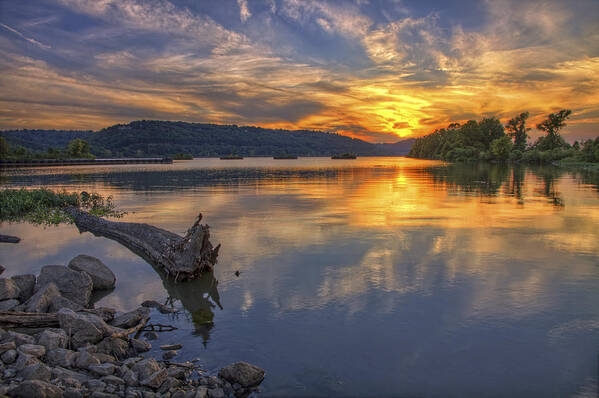 Cooks Landing Poster featuring the photograph Sunset at Cook's Landing - Arkansas River by Jason Politte
