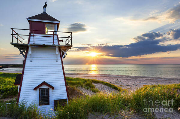Sunset Poster featuring the photograph Sunset at Covehead Harbour Lighthouse by Elena Elisseeva