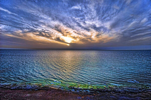 Israel Poster featuring the photograph Sunset At The Cliff Beach by Ron Shoshani