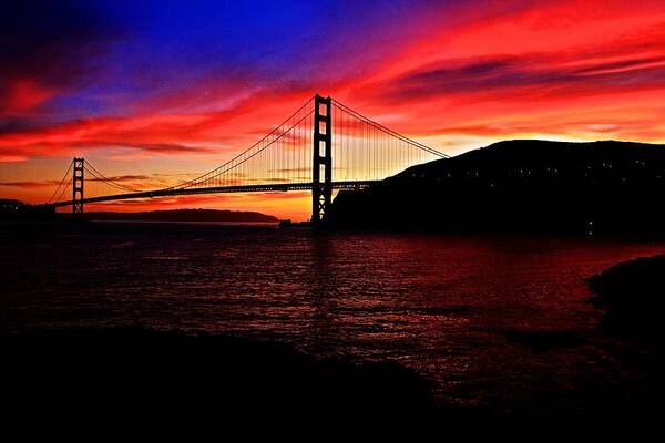 Golden Gate Bridge Poster featuring the photograph Sunset by the Bay by Dave Files