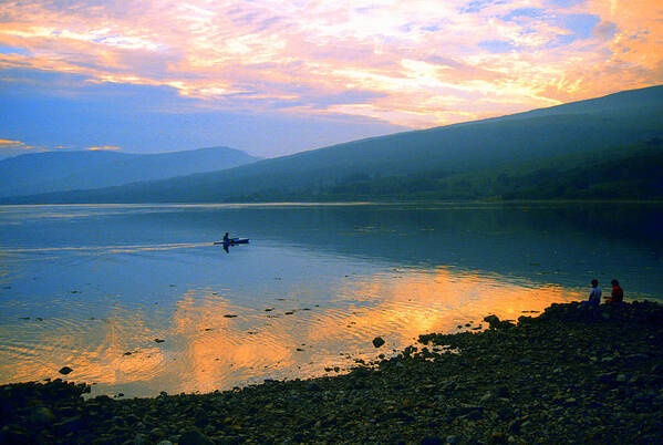 Sunset Canoe On Loch Linnhe Poster featuring the photograph Sunset Canoe by Gordon James