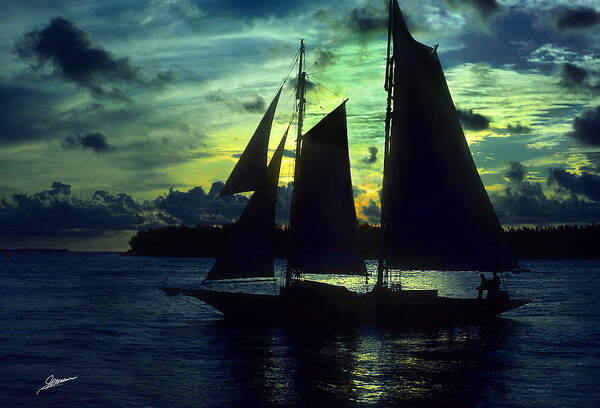 Nature Poster featuring the photograph Sunset from the Quay by Phil Jensen