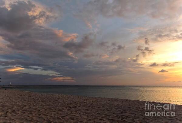 Grand Cayman Poster featuring the photograph Sunset Grand Cayman by Peggy Hughes