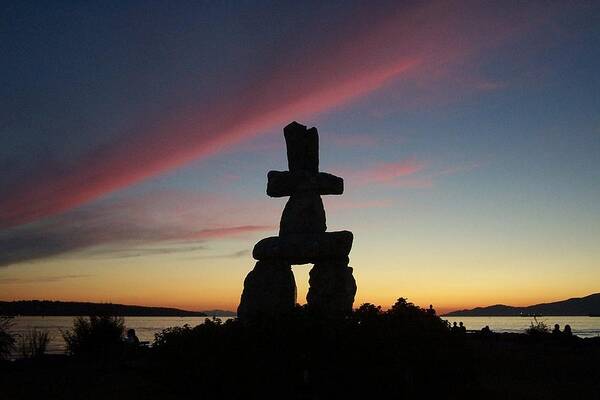 Photographs Poster featuring the photograph Sunset Inukshuk by Brian Chase