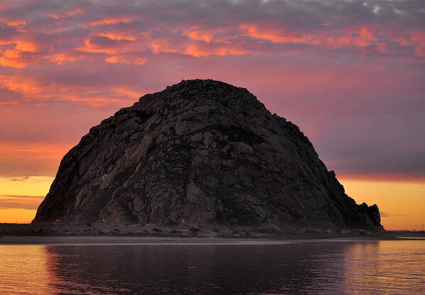 Llandscape Poster featuring the photograph Sunset on Morro Rock by AJ Schibig