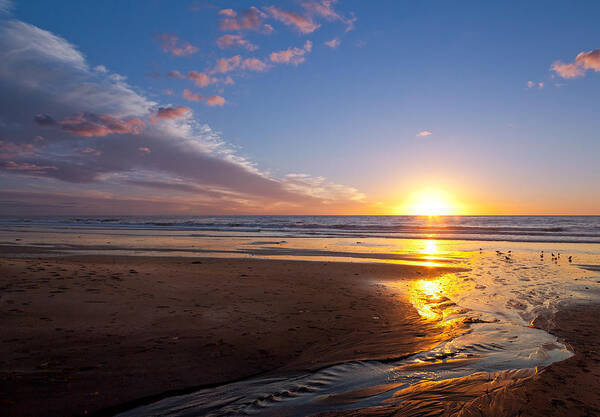 Beautiful Poster featuring the photograph Sunset on the Beach at Carlsbad. by Melinda Fawver