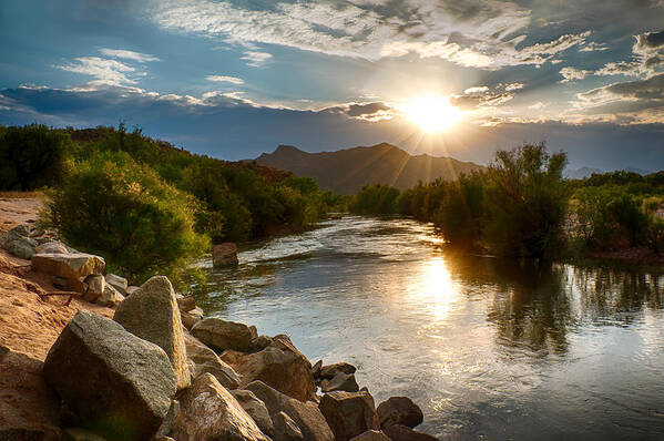 Fred Larson Poster featuring the photograph Sunset on the Salt River by Fred Larson