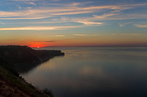 Pictured Rocks National Lakeshore Poster featuring the photograph Sunset over AuSable Point. by Gary McCormick